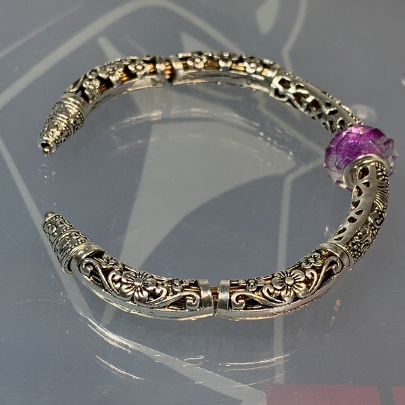 FILIGREE + HANDMADE LAMPWORK BANGLE 5.5 cm diameter - Picture 4 of 5